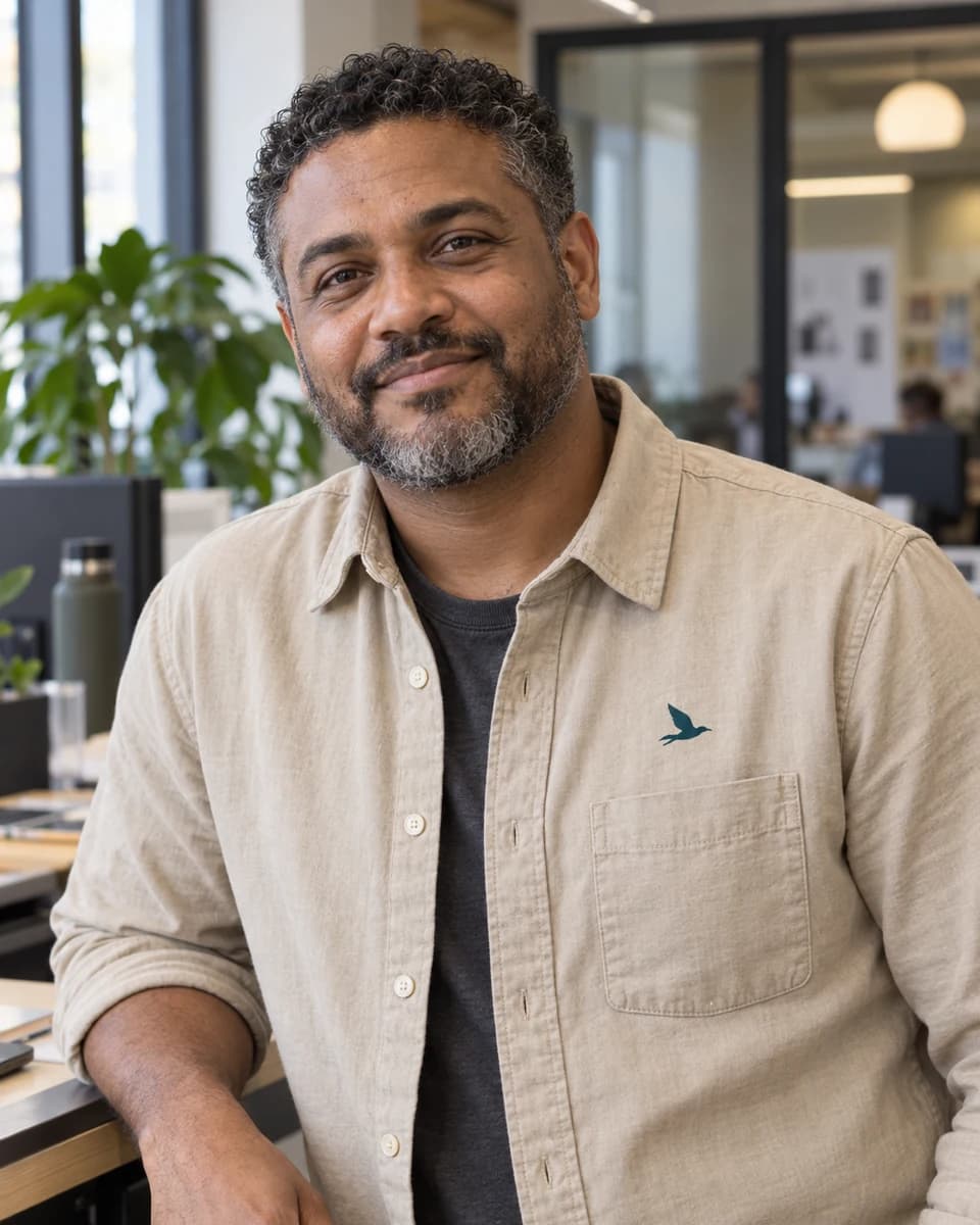AI-generated editorial portrait of Malik Arden, a synthetic AI agent for ML platform and MLOps