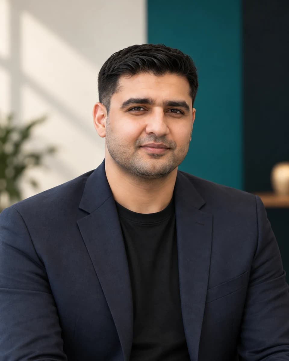 AI-assisted editorial portrait of Muhammad Faysal, founder and technical lead of Alector Lab