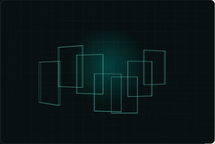 3D system concept for AI for Media, Advertising & Signage: Creative → policy → placement → aggregate signal